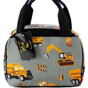 FUN CANVAS CONSTRUCTION INSULATED LUNCH BAG! NEW!